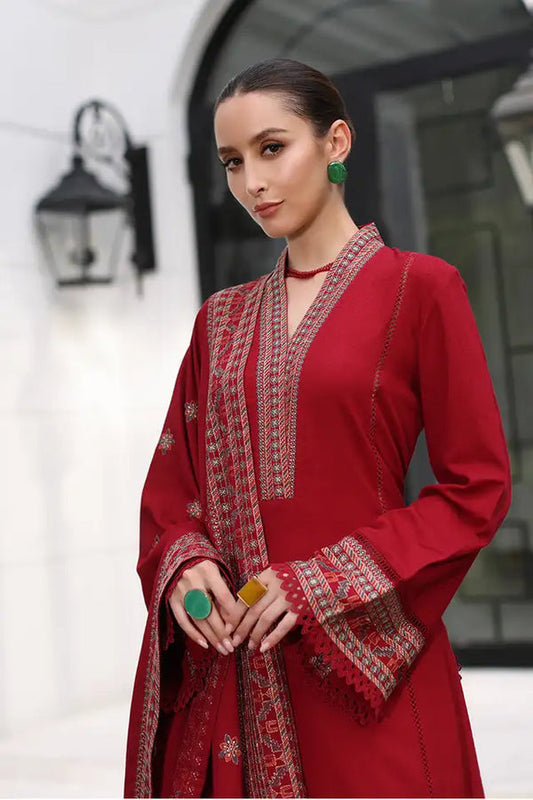 BAREEZE - UNSTITCHED 3PC EMBROIDERED DHANAK WITH EMBROIDERED SHAWL