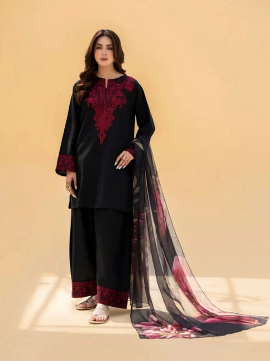 Zullbury 3Pc Dhanak With Heavy Embroidery