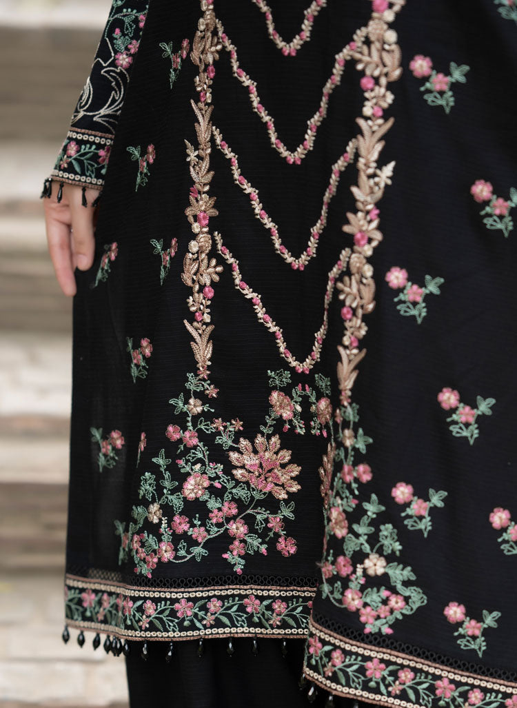 Libas 3PC DHANAK EMBROIDERED SHIRT WITH DHANAK EMBROIDERED SHAWL &Trouser