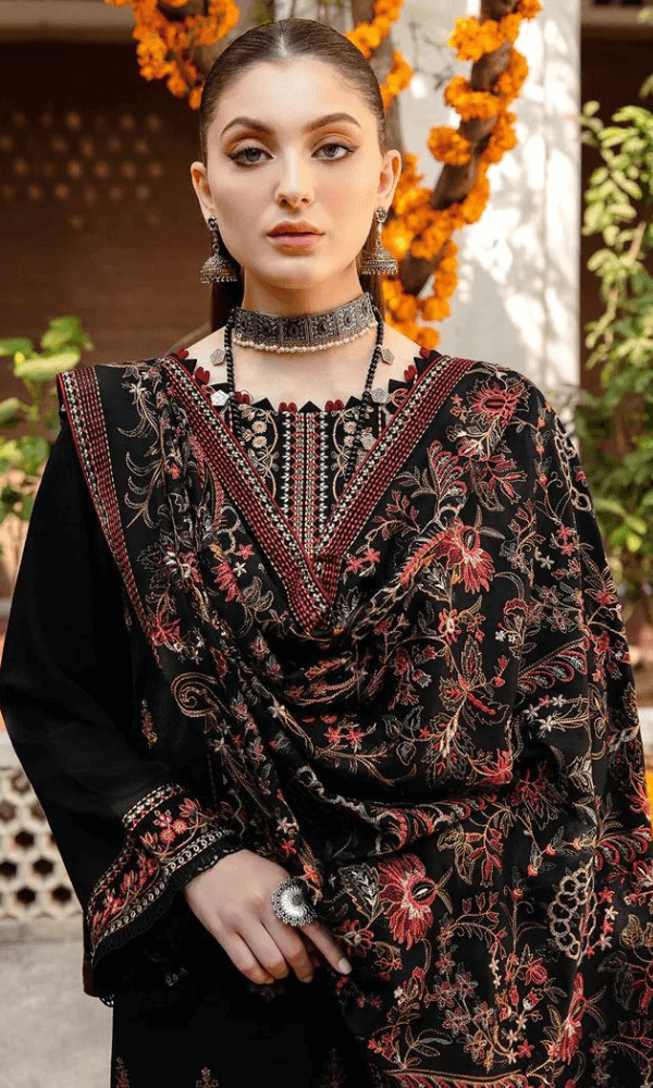 BAREEZE WINTER DHANAK UNSTITCHED 3PC WITH HEAVY EMBROIDERED SHAWL BL