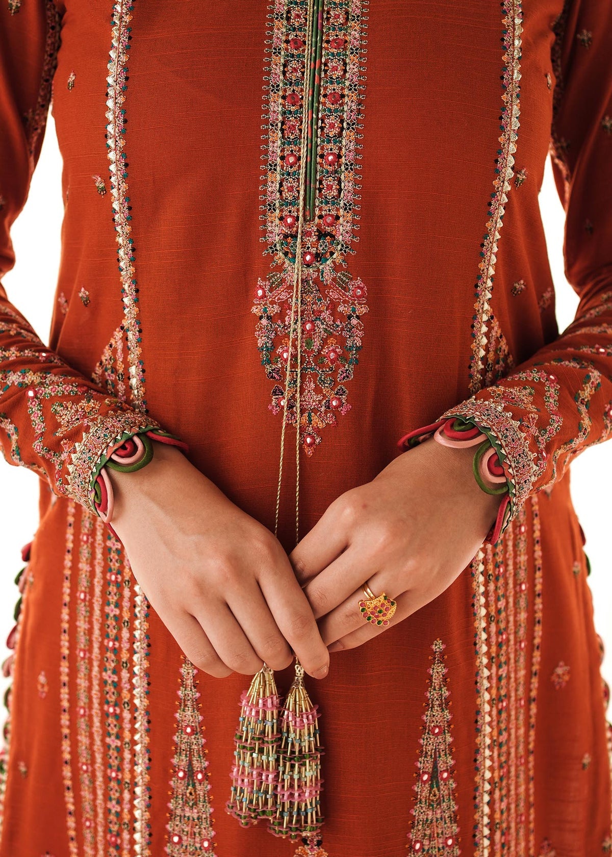 HUSSAIN REHAR LUXURY UNSTITCHED DHANAK EMBROIDERED 3PC WITH DHANAK MARINA READY TO WEAR SHAWL