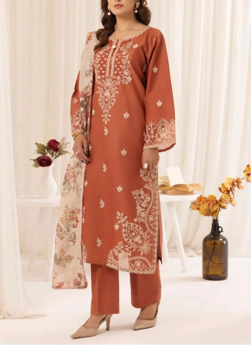 MOHAGNI 3PC DHANAK HAVEY EMBROIDERED
