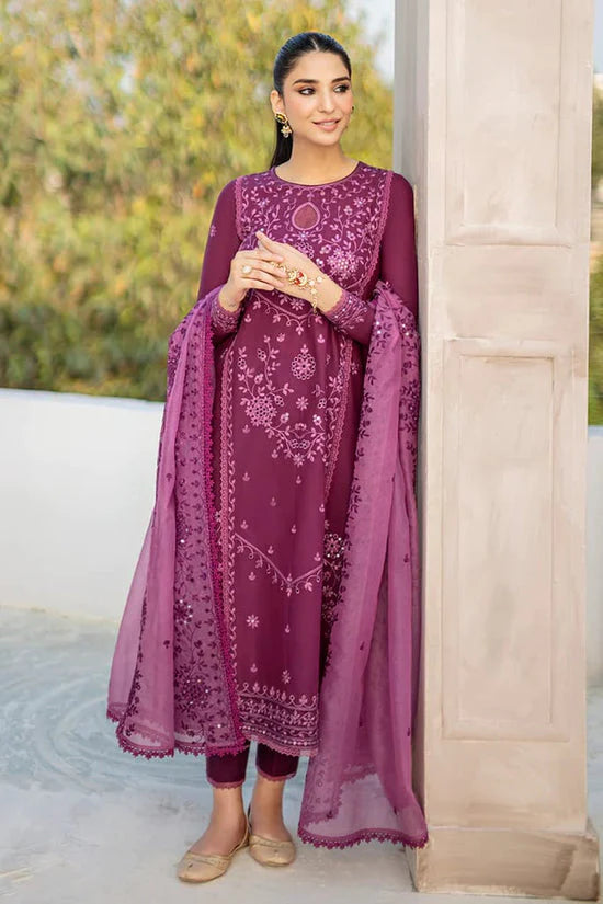 ASIM JOFA- 3PC DHANAK EMBROIDERED SHIRT WITH ORGANZA HAVEY EMBROIDERY DUPATTA-BIC-4025