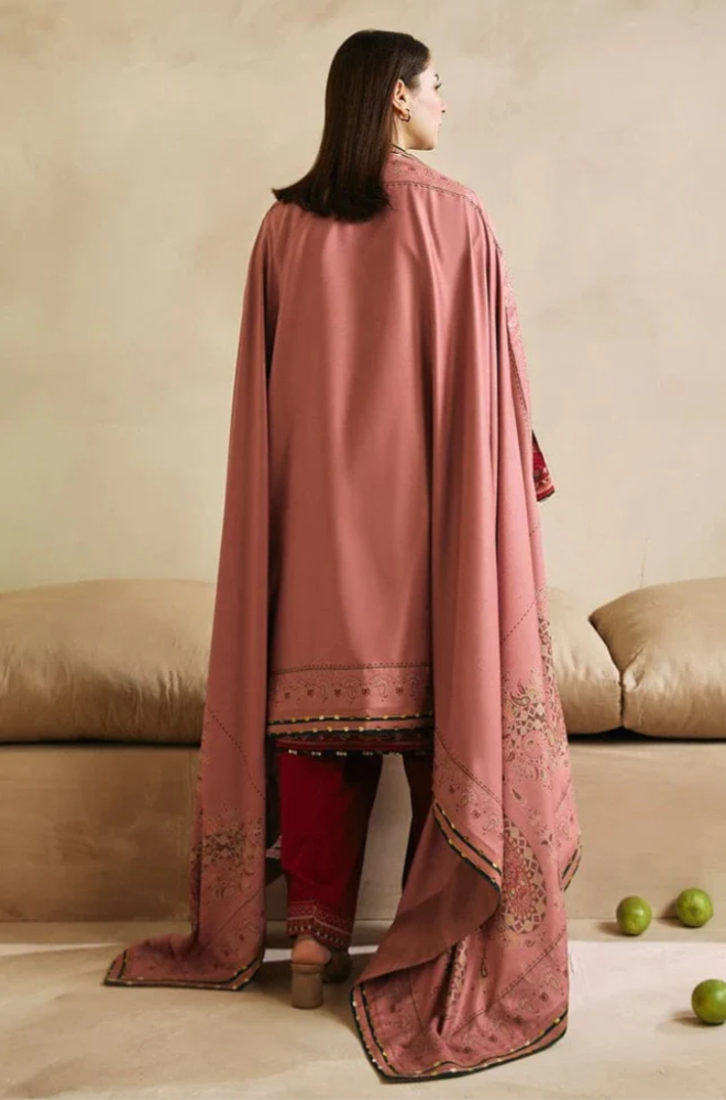 Embroidered Dhanak Unstitched 3PC Set |