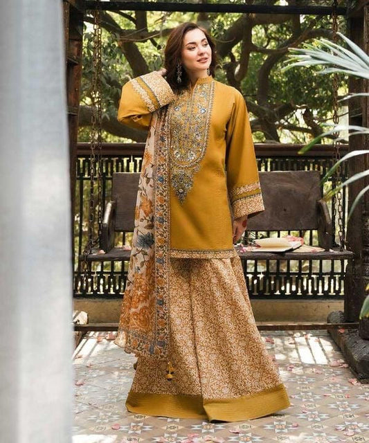 SAPPHIRE 3PC DHANAK UNSTITCHED EMBROIDERED COLLECTION