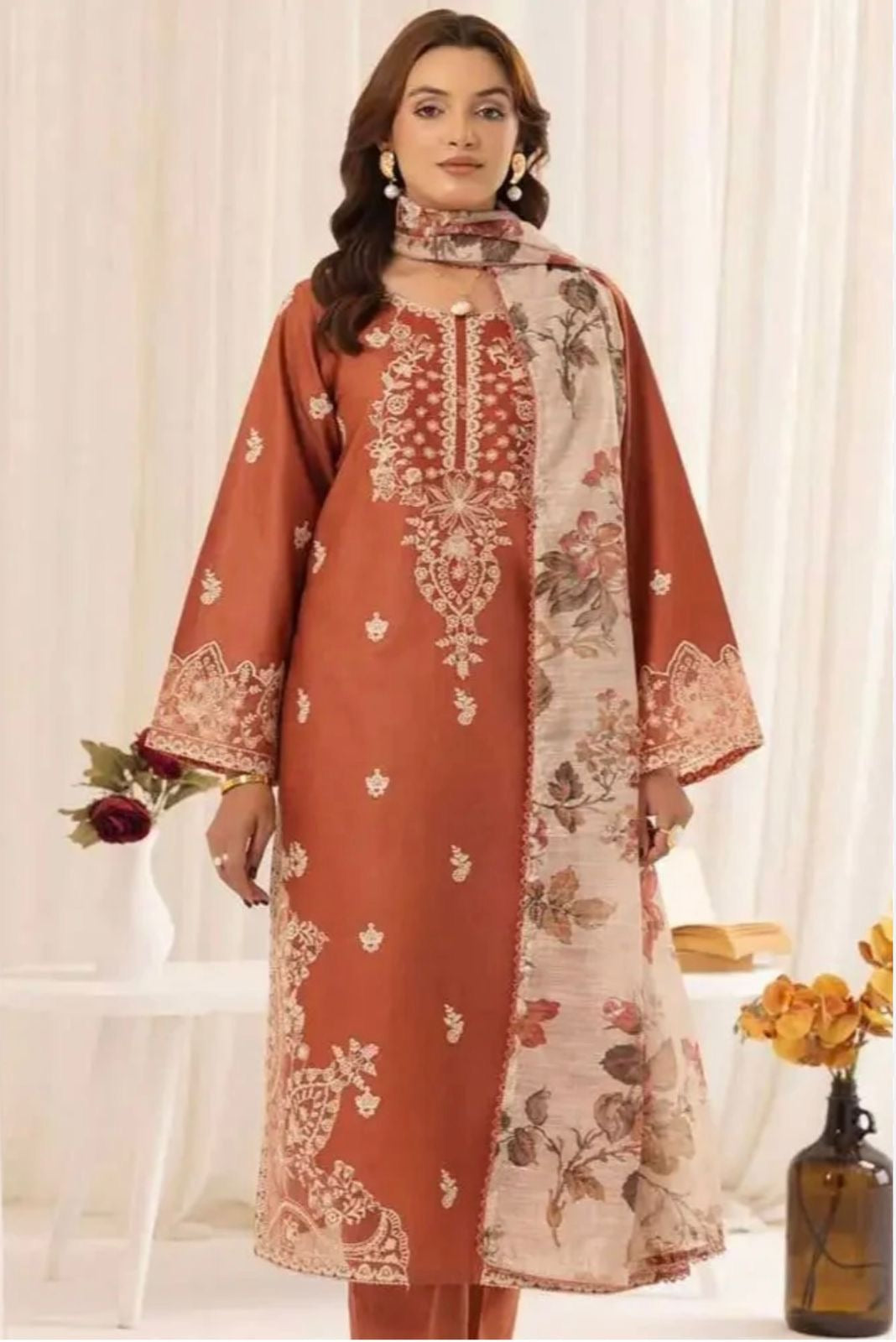 MOHAGNI 3PC DHANAK HAVEY EMBROIDERED