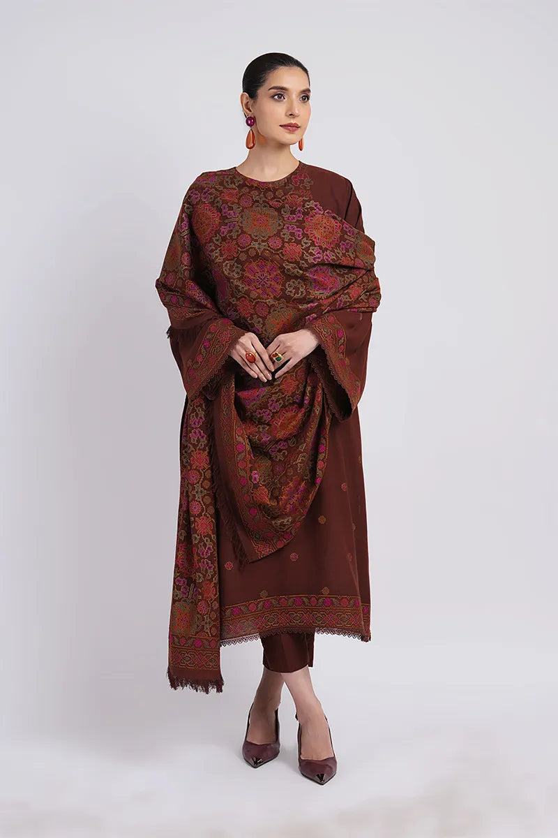 BAREEZE - UNSTITCHED 3PC DHANAK EMBROIDERED WITH DHANAK EMBROIDERED SHAWL