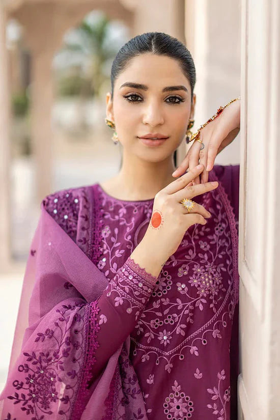 ASIM JOFA- 3PC DHANAK EMBROIDERED SHIRT WITH ORGANZA HAVEY EMBROIDERY DUPATTA-BIC-4025