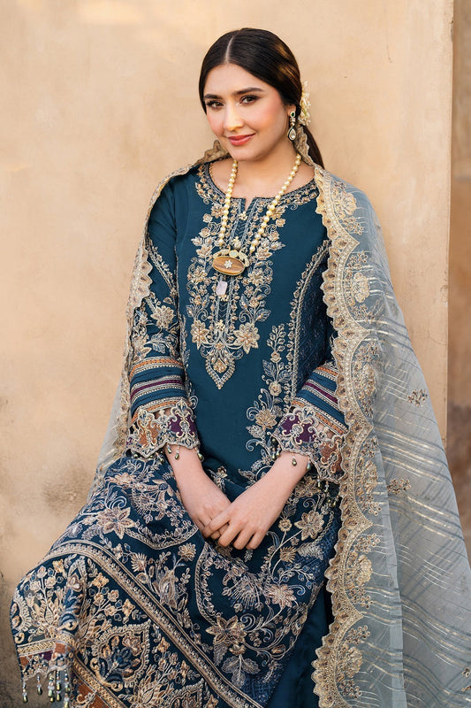 BATIK-3PC DHANAK HEAVY EMBROIDERED SHIRT WITH COTTON NET EMBROIDERED DUPATTA AND EMB TROUSER-BIC-4238