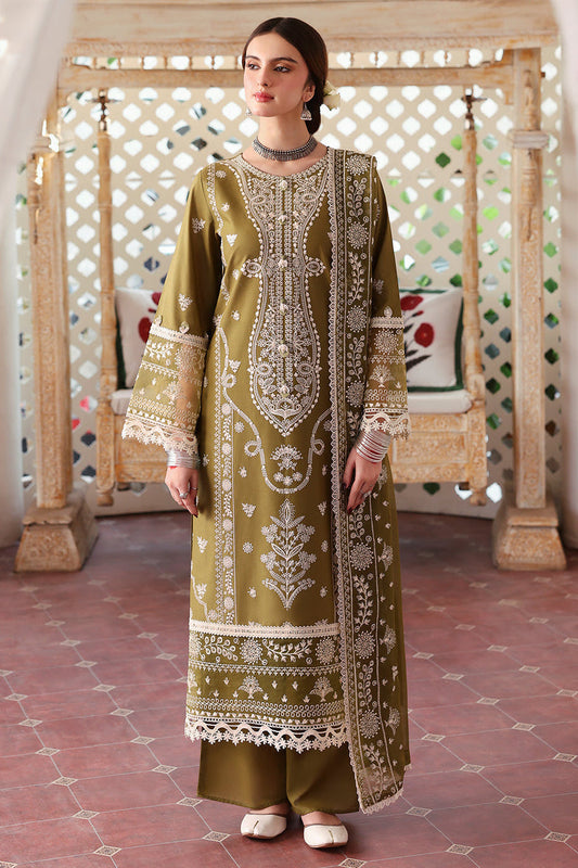 MAHNUR-3PC DHANAK EMBROIDERED SHIRT WITH DHANAK EMBROIDERED SHAWL & TROUSER