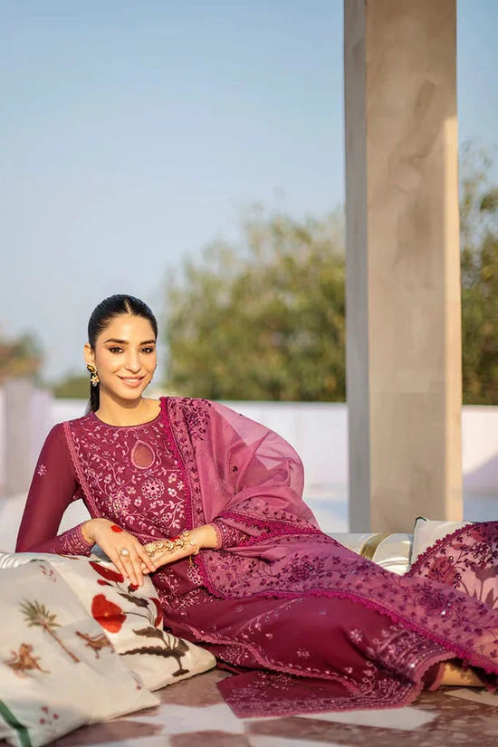 ASIM JOFA- 3PC DHANAK EMBROIDERED SHIRT WITH ORGANZA HAVEY EMBROIDERY DUPATTA-BIC-4025