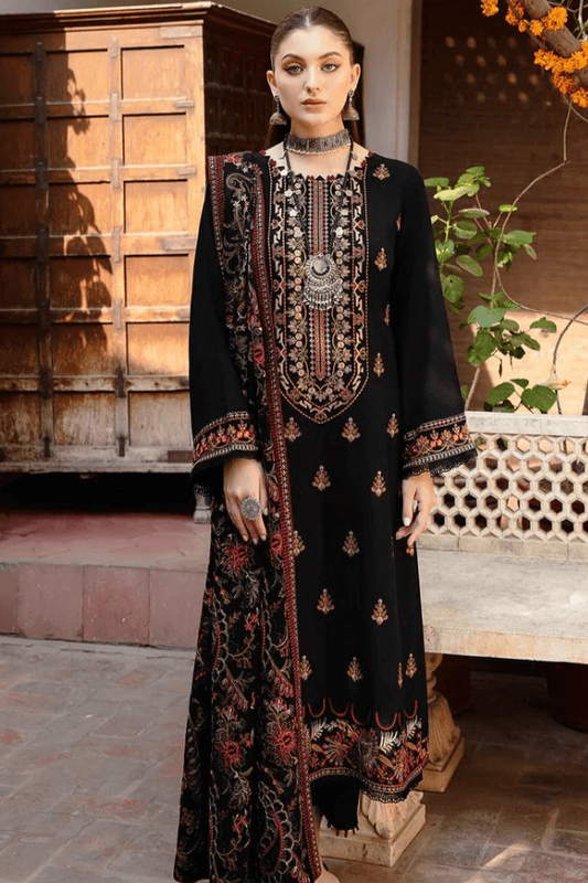 BAREEZE WINTER DHANAK UNSTITCHED 3PC WITH HEAVY EMBROIDERED SHAWL BL