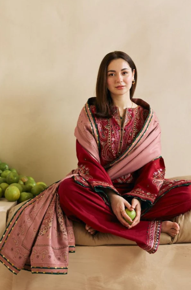 Embroidered Dhanak Unstitched 3PC Set |