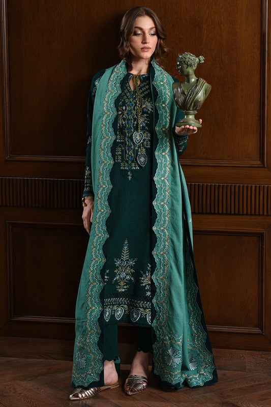 BATIK-3PC KARANDI EMBROIDERED SHIRT WITH DHANAK EMBROIDERED SHAWL AND TROUSER
