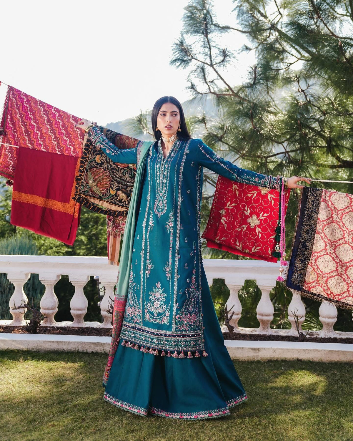 Hussain Rehar Unstitched Dhanak 3PC With Printed Shawl GR