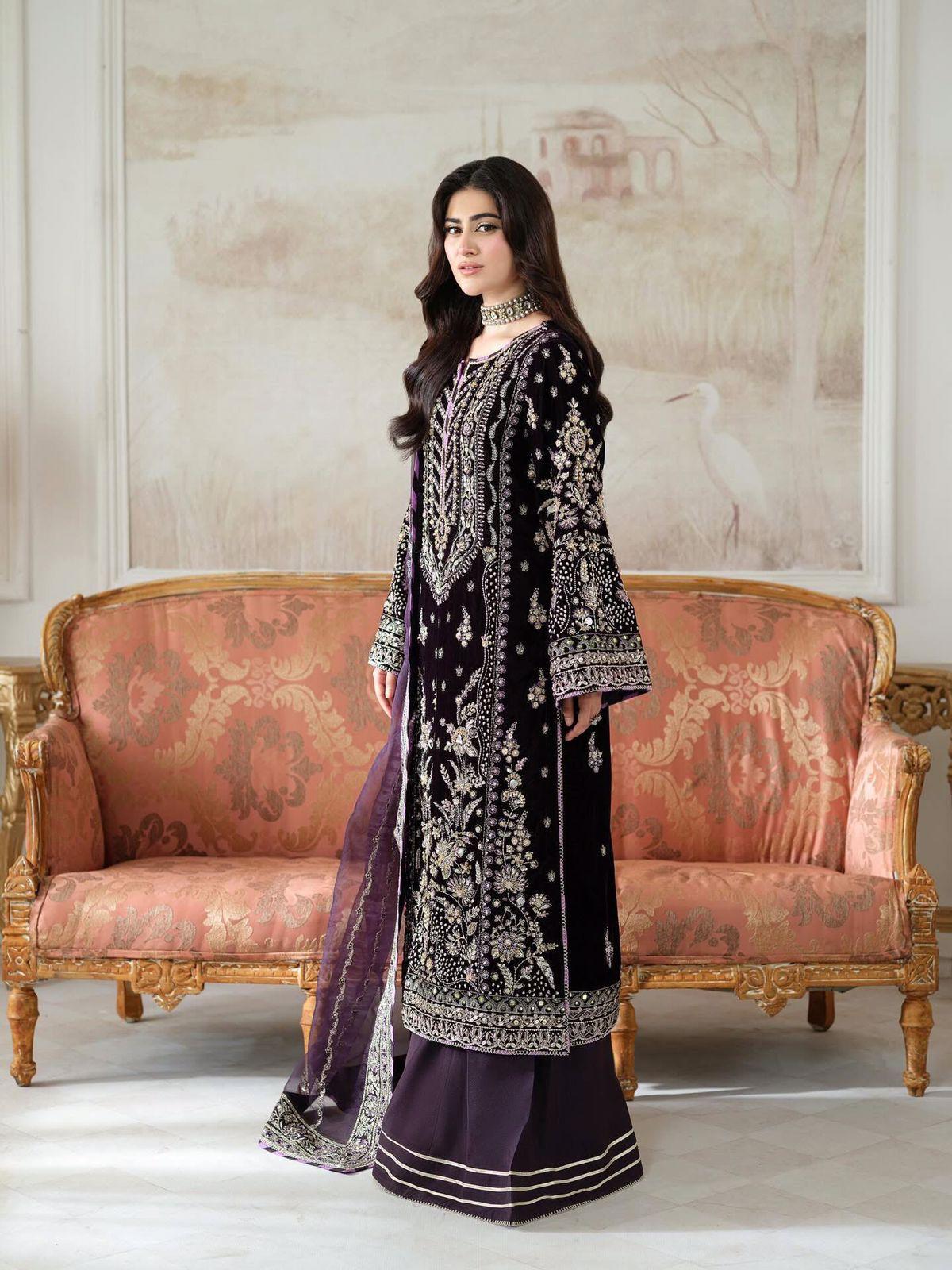 Aneelas Luxury HAVEY VELVET 3PCS WINTER UNSTITCHED COLLECTION