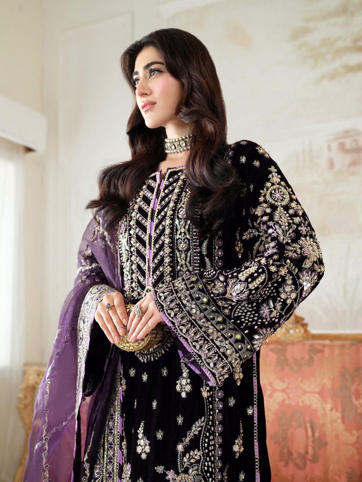 Aneelas Luxury HAVEY VELVET 3PCS WINTER UNSTITCHED COLLECTION