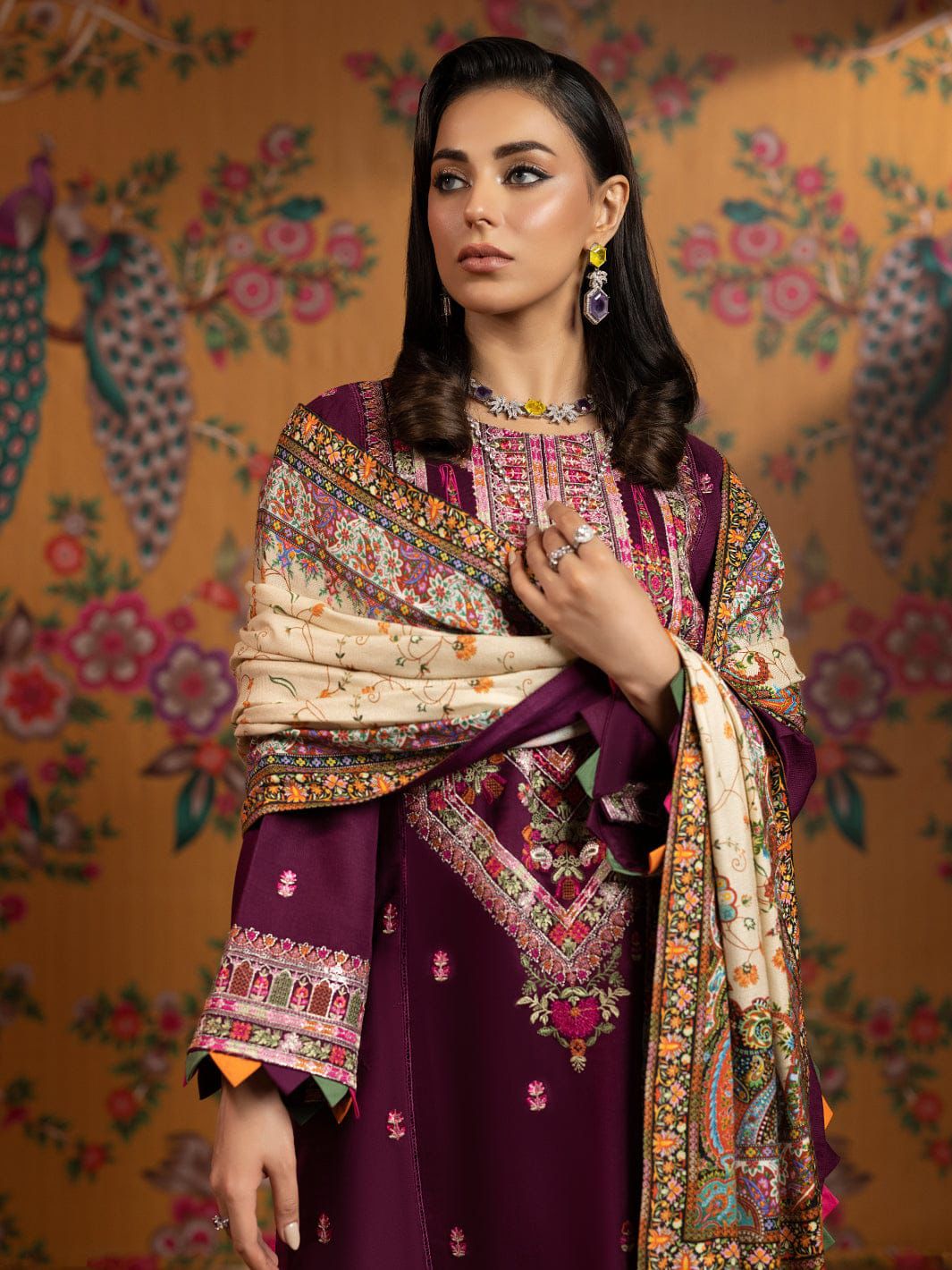 JAZMINE WINTER 3PC DHANAK EMBROIDERED COLLECTION