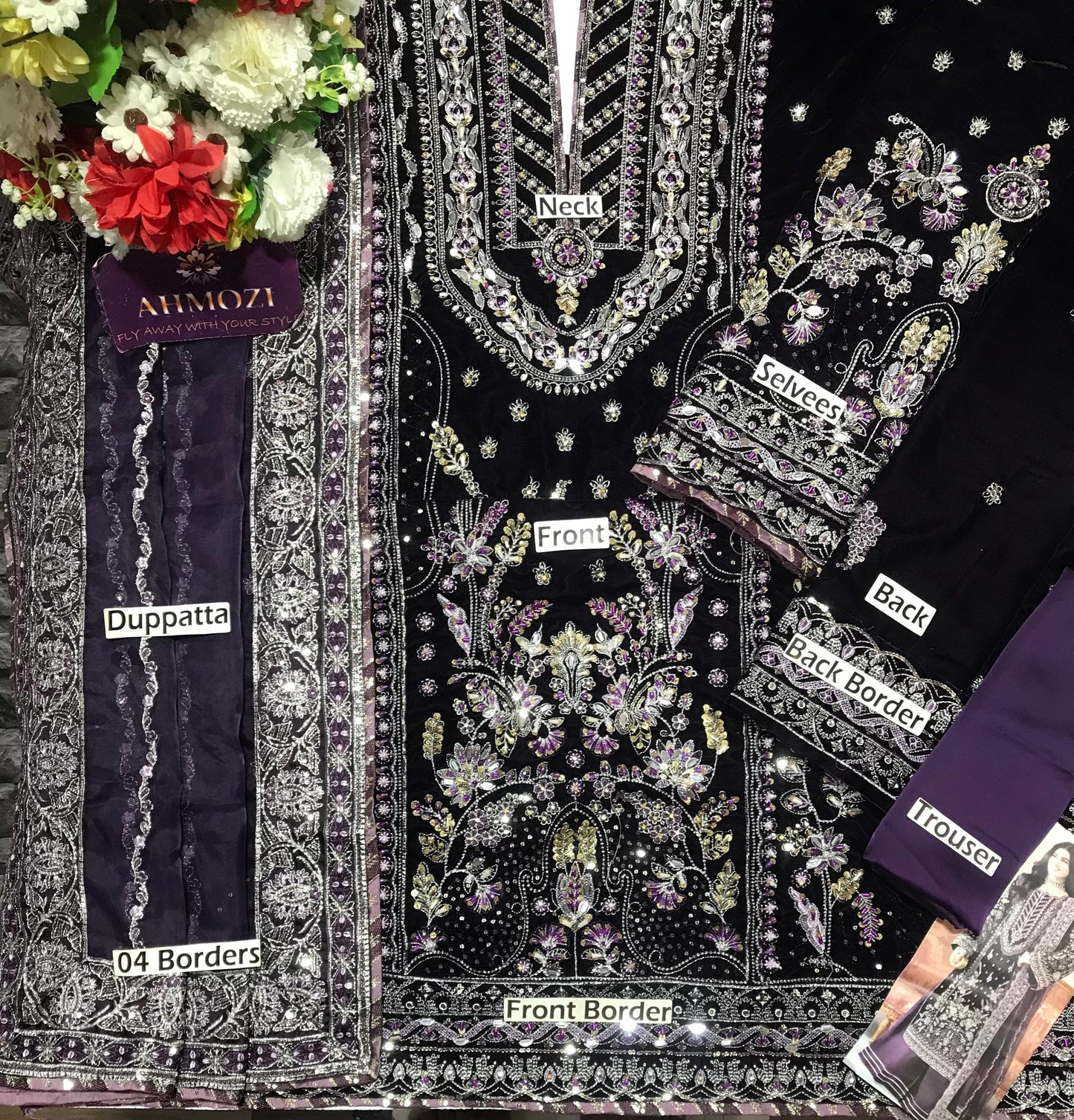 Aneelas Luxury HAVEY VELVET 3PCS WINTER UNSTITCHED COLLECTION