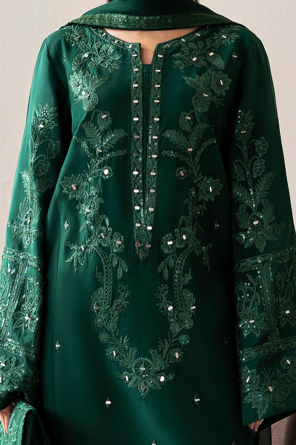 VANYA UNSTITCHED DHANAK 3PC EMBROIDERED WITH SHEESHA WORK EMBROIDERED SHAWL