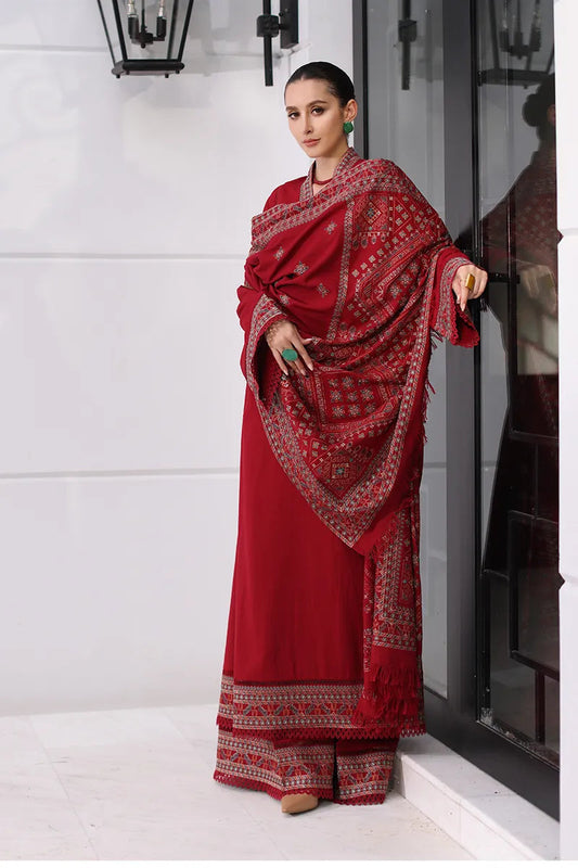 BAREEZE - UNSTITCHED 3PC EMBROIDERED DHANAK WITH EMBROIDERED SHAWL