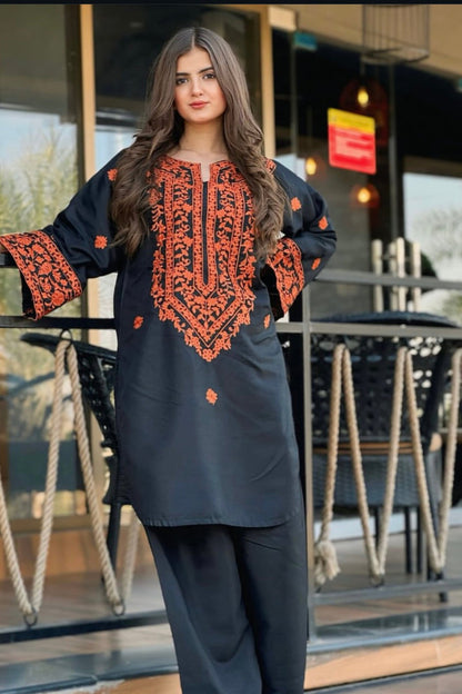 UNSTITCHED DHANAK 2PC WITH DHANAK EMBROIDERED TROUSER