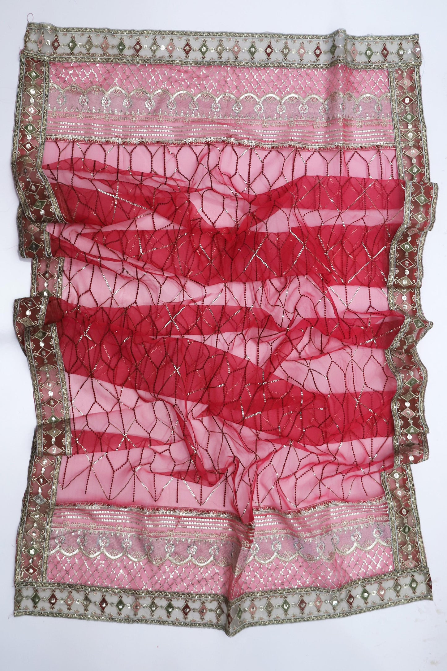 Baroque Embroidered Sequins Net Front Body With Ada-Worked