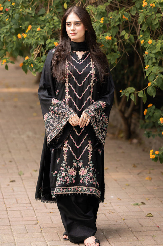 Libas 3PC DHANAK EMBROIDERED SHIRT WITH DHANAK EMBROIDERED SHAWL &Trouser