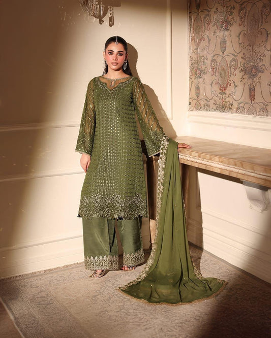 Ahmozi Presenting  Azure Chiffon Embroidered Unstitched COLLECTION