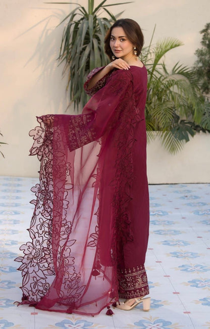 ALLEY'S UNSTITCHED Lawn EMBROIDERED 3PC WITH SHAWL