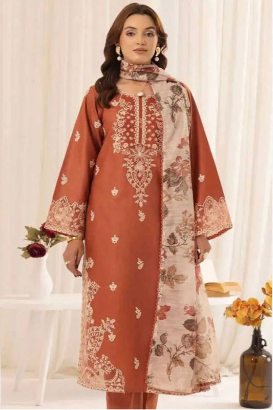 MOHAGNI 3PC DHANAK HAVEY EMBROIDERED