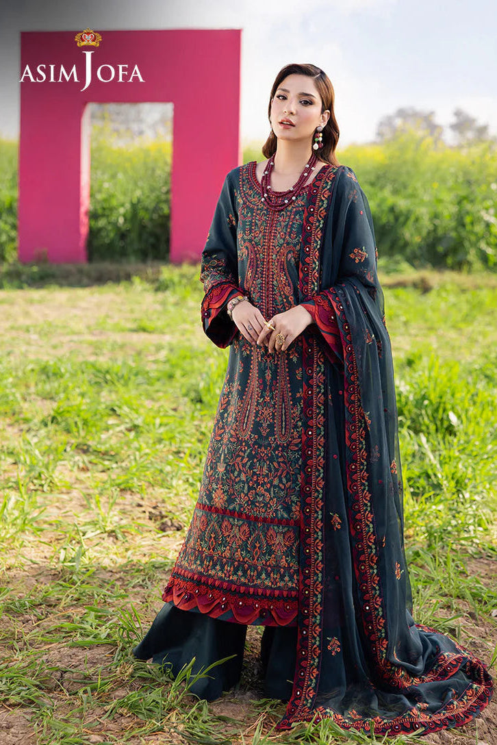 ASIM JOFA-3PC lawn 90/70 EMBROIDERED SHIRT WITH lawn EMBROIDERED DUPATTA AND TROUSER