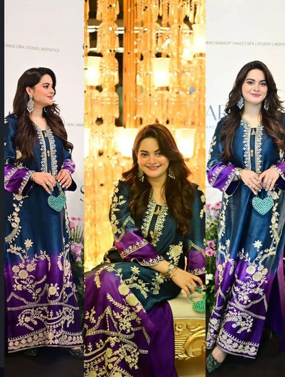Silk unstitch double shade digital printed Most luxury article arrived