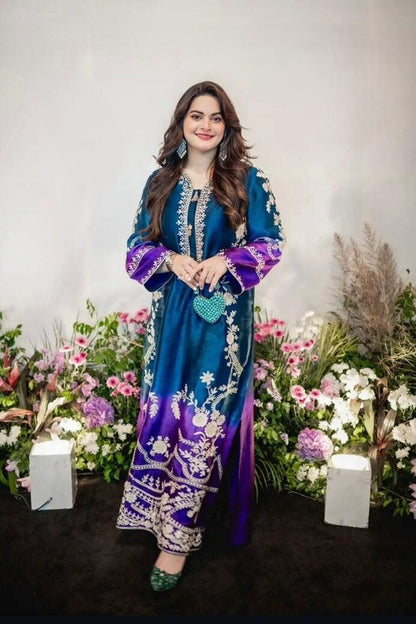 Silk unstitch double shade digital printed Most luxury article arrived