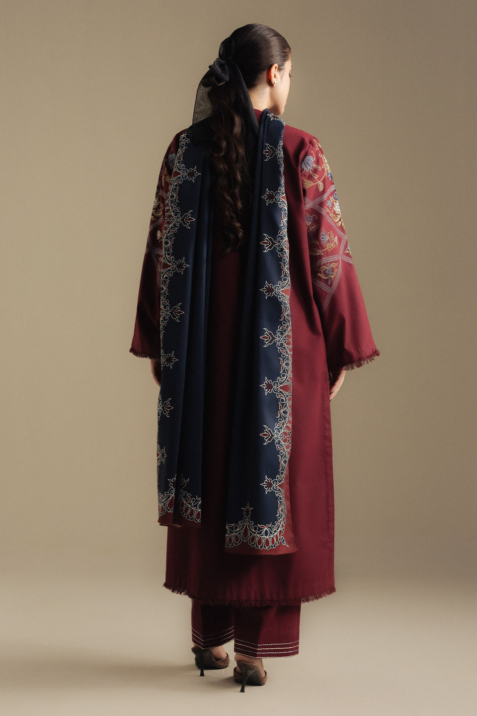 CoCo BY ZARA SHAHJAHAN LUXURY UNSTITCHED WINTER DHANAK EMBROIDERED 3PC WITH PRINTED PASHMINA WOOL SHAWL