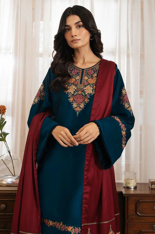 JAZMIN WINTER DHANAK UNSTITCHED 3PC WITH EMBROIDERED
