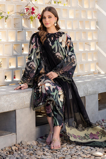 BAROQUE UNSTITCHED LAWN 3PC PATCHES WITH 4 SIDE LACE AND CHIFFON DUPATTA