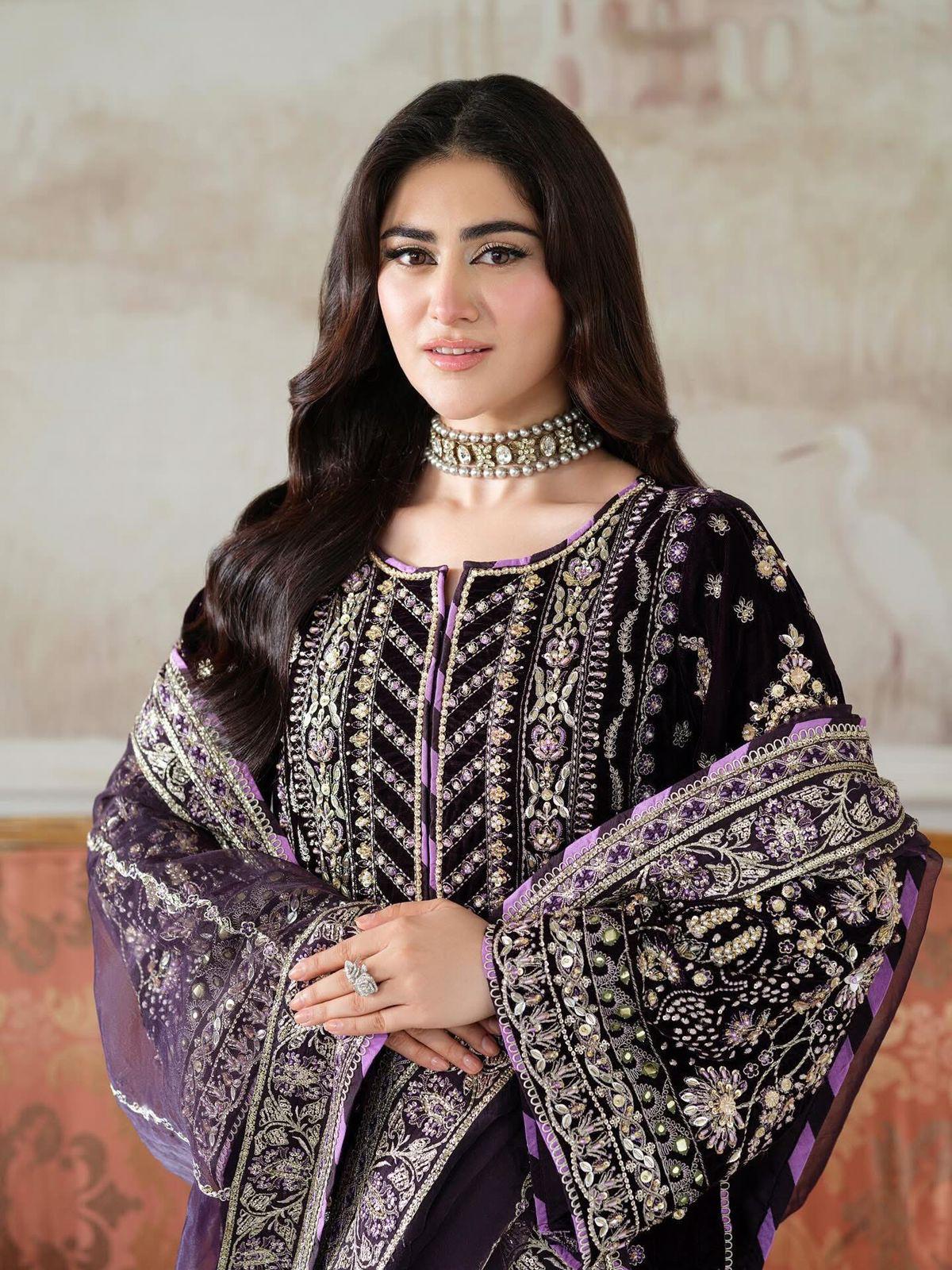 Aneelas Luxury HAVEY VELVET 3PCS WINTER UNSTITCHED COLLECTION