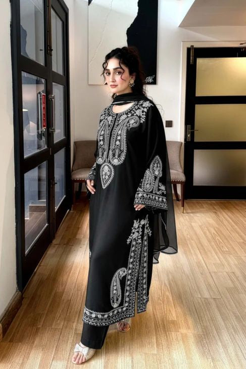 MIRANA IN BLACK 3PCS LAWN EMBROIDERED UNSTITCHED COLLECTION