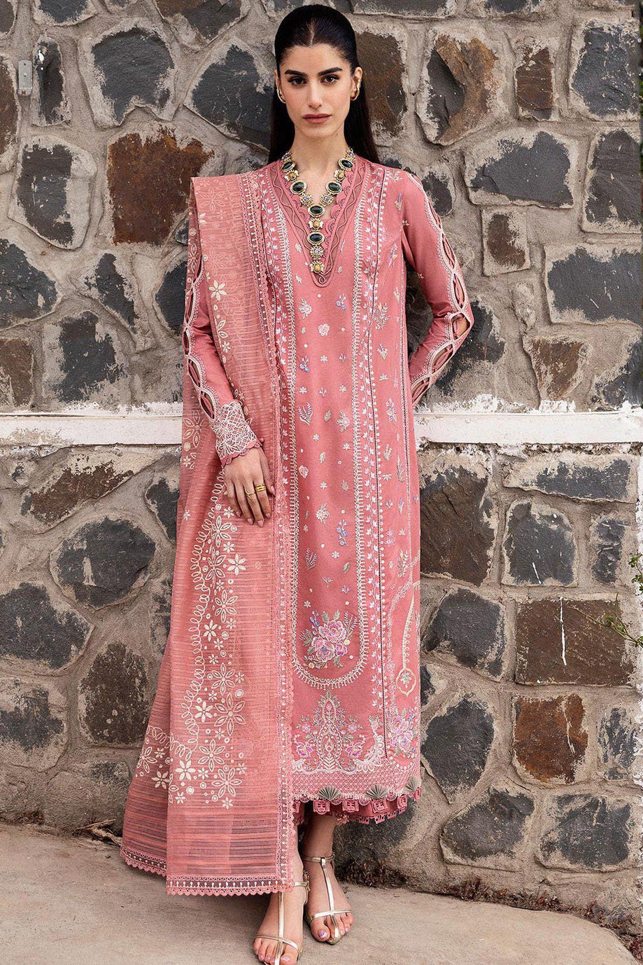 QALAMQAR 3PC LAWN EMBROIDERED UNSTITCHED SUMMER