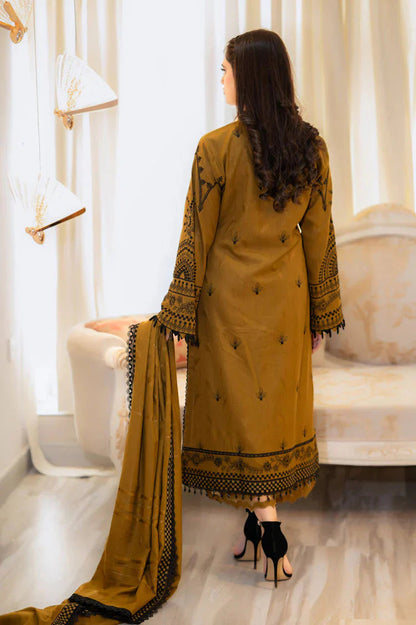 LIBAAS-3PC lawn EMBROIDERED SHIRT WITH BAMBER CHIFFON EMBROIDERED DUPATTA&  TROUSER