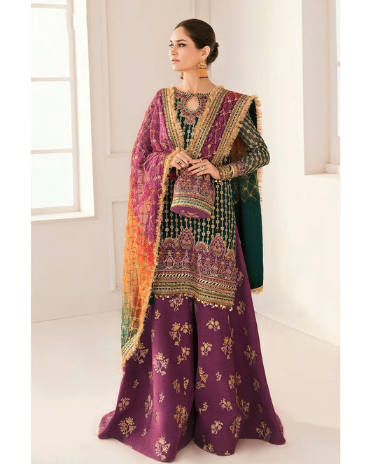 Baroque Embroidered Sequins Net Front Body With Ada-Worked