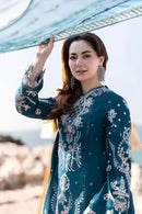 QALAMKAR-3PCS DHANAK HAVEY EMBROIDERED SHIRT WITH CHIFFON HAVEY EMBROIDERED DUPATTA