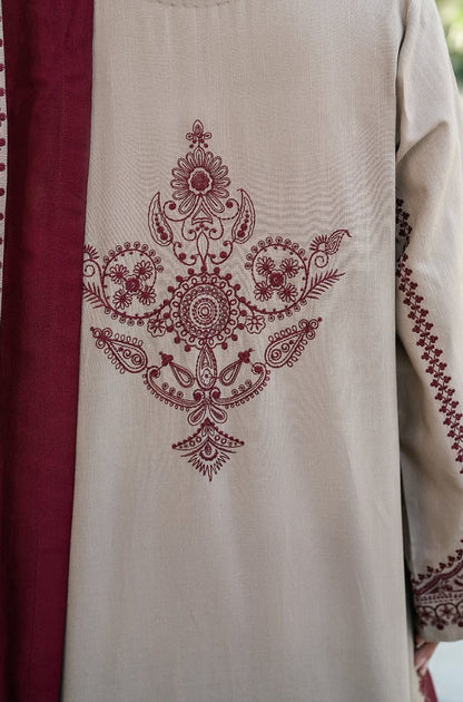 Baroque - 3PC Unstitched LAWN Embroidered Shirt with  LAWN EMBROIDERED Trousers with Printed DUPATTA