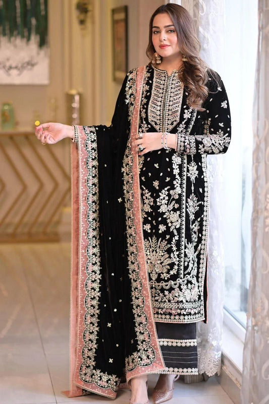 ANEELA’S VELVET & CHIFFON WINTER HAVEY EMBROIDERED COLLECTION