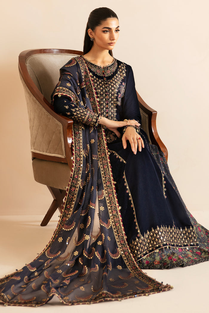 Jazmin 3PC Embroidered Velvet Suit with Embroidered Organza Dupatta