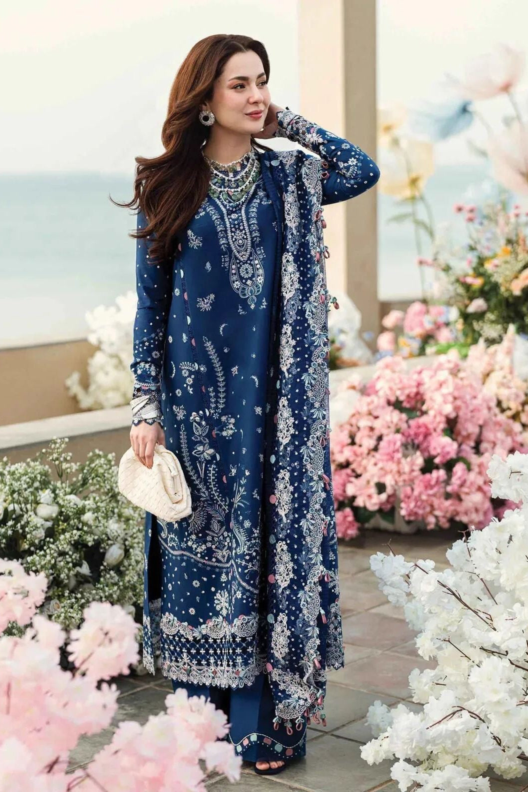 QALAMKAR-3PCS DHANAK HAVEY EMBROIDERED COLLECTION