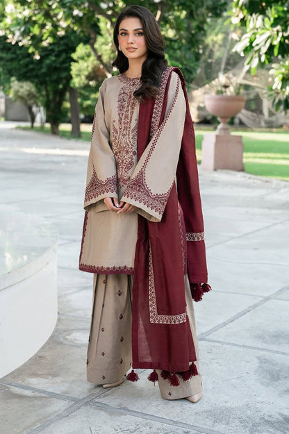 Baroque - 3PC Unstitched LAWN Embroidered Shirt with  LAWN EMBROIDERED Trousers with Printed DUPATTA